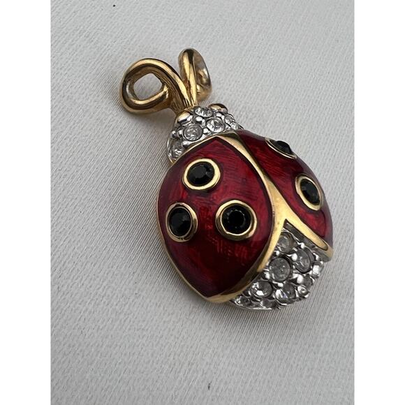 Swarovski Red Ladybug Gold Tone Pendant for Necklaces - Picture 4 of 5